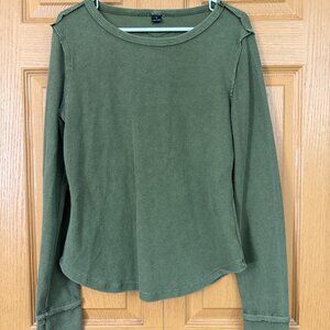NWOT Waffle Knit Top Green
